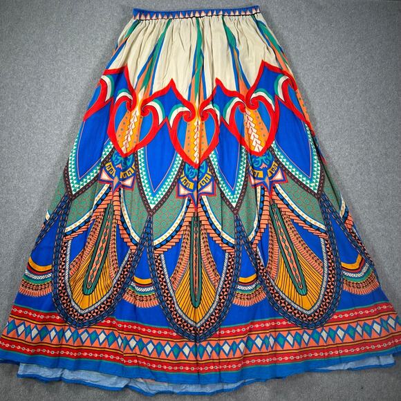 Flying Tomato Colorful Maxi Skirt Bohemian Women's Medium Elastic Waist Red Blue - Picture 8 of 8